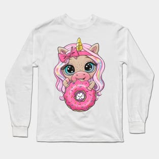 Unicorn with donut Long Sleeve T-Shirt